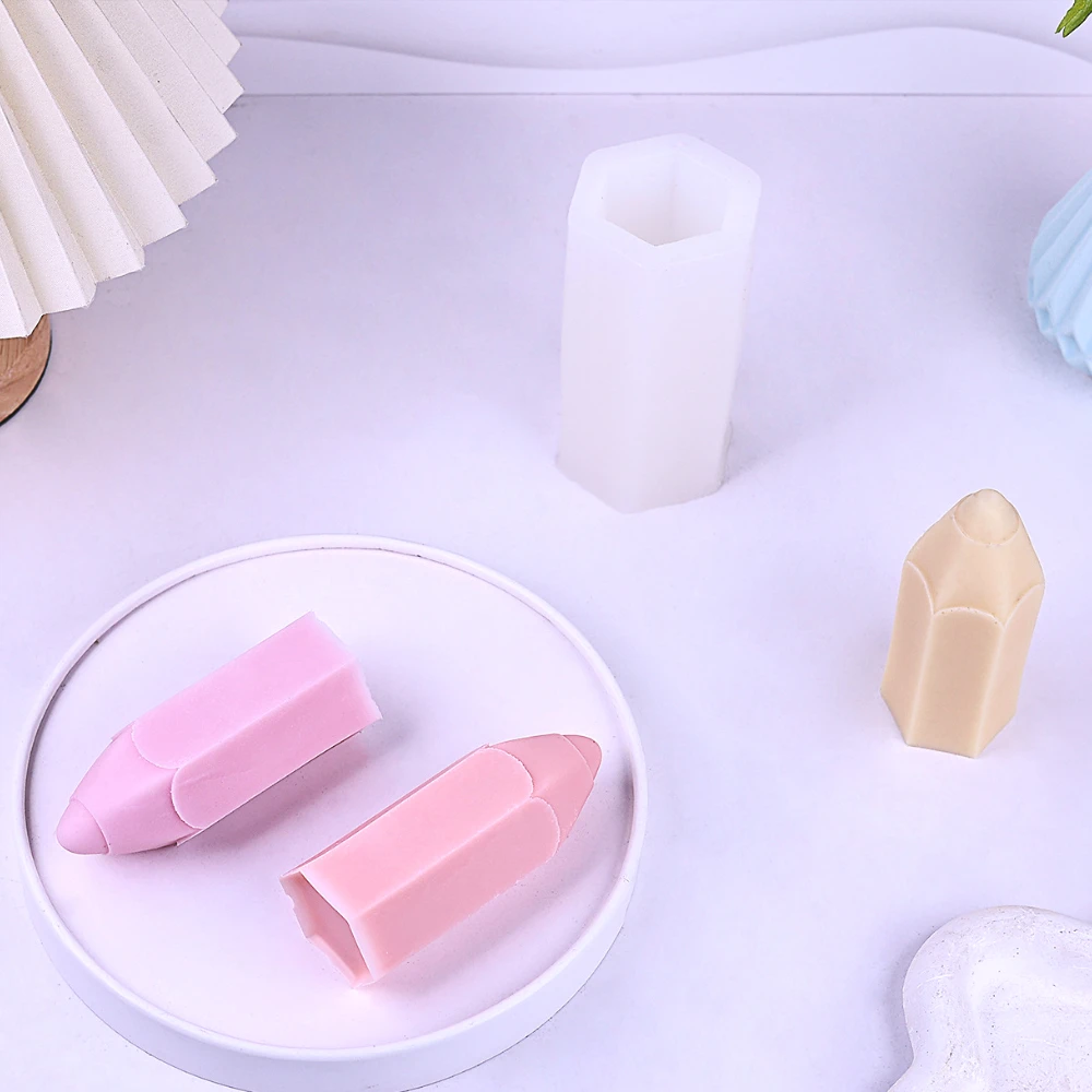 연필 모양 양초 실리콘 몰드, 기하학 실린더, 석고 몰 - Soap Making In School 리뷰 및 가격