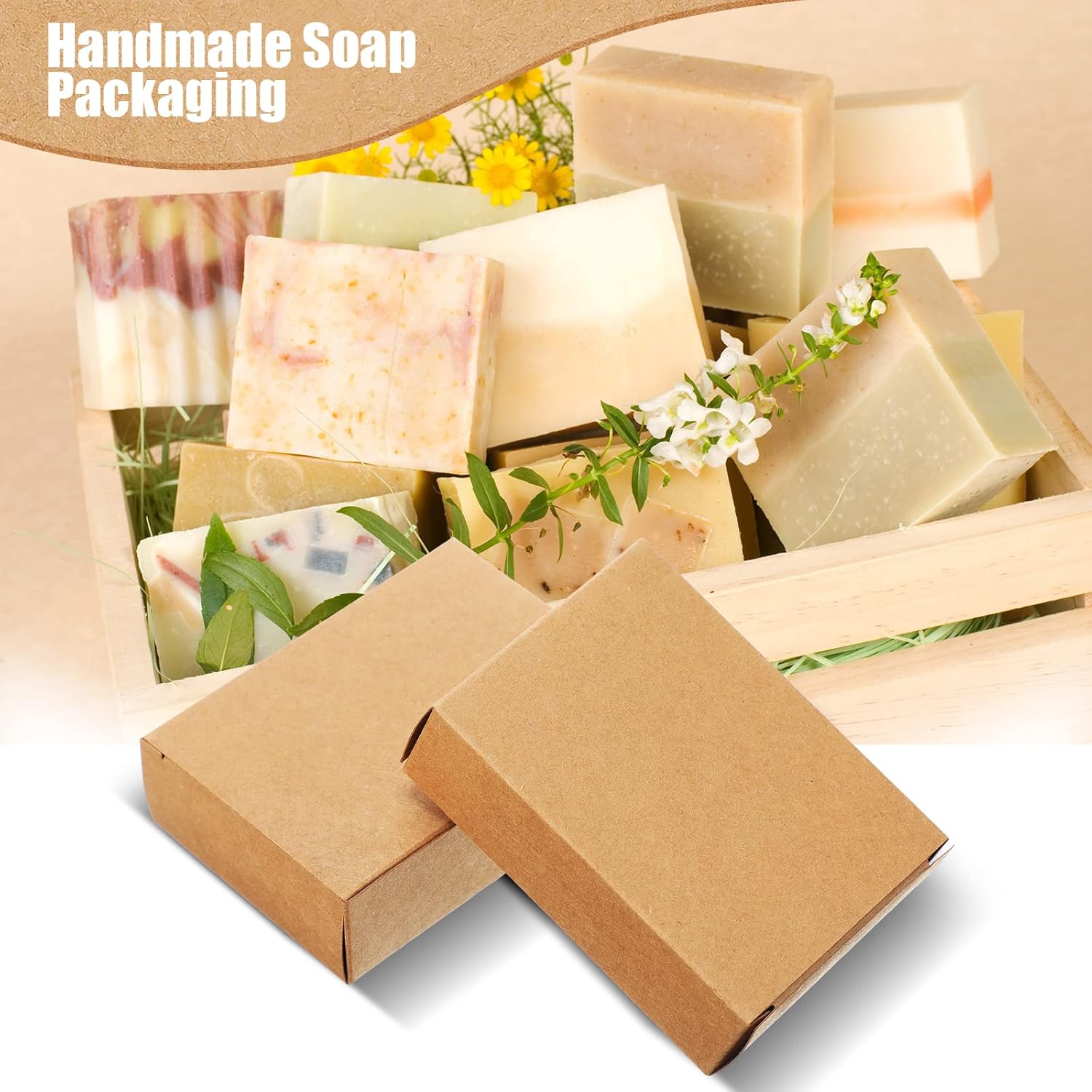 100개 크라프트 비누 상자 포장, 수제 비누 제작 용 - Soap Making In School 리뷰 및 가격