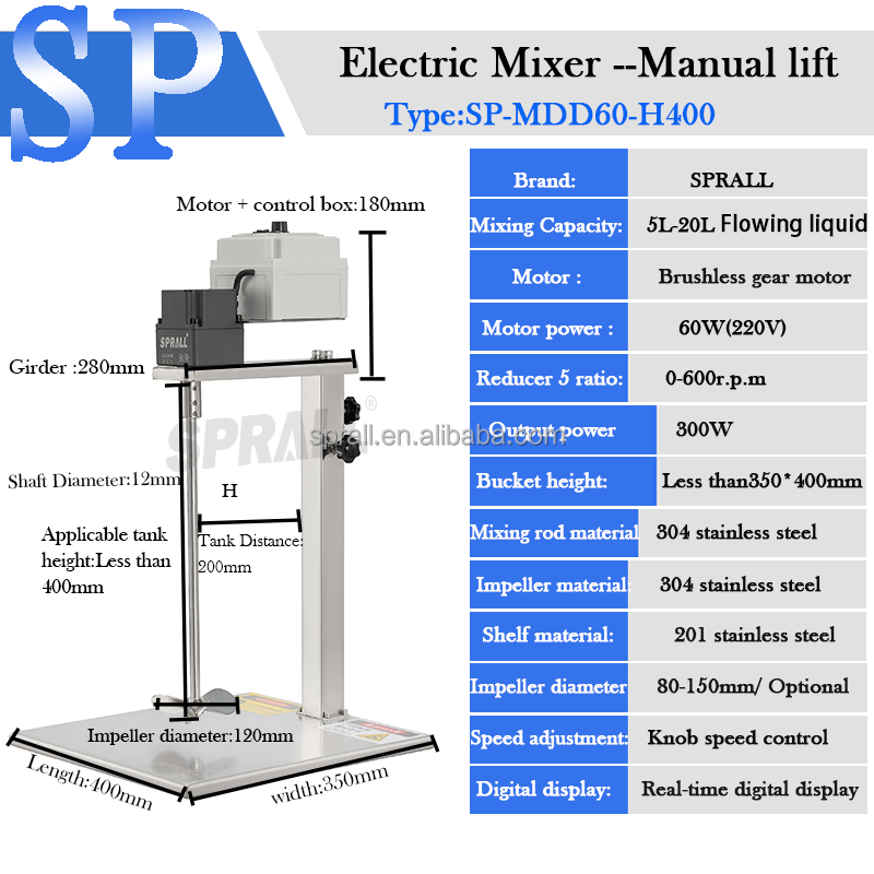 SPRALL SP-MDD60-H400 전기 모터 교반기 - Making Soap And Detergent 리뷰 및 가격